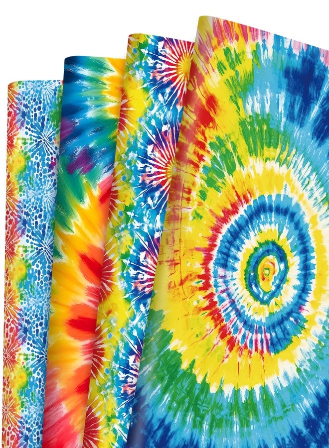 Pineraap 12 Sheets Tie Dye Wrapping Paper, 19.7 x 27.6 Inches, Colorful Rainbow Wrapping Paper Tie Dye Birthday Party Decorative Art Paper for Valentine's Day Wedding Retro Rustic Decor - Image 1